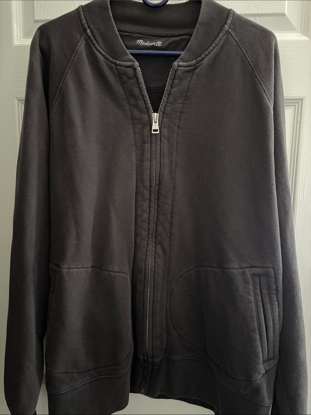 Madewell Men's Charcoal Gray Sweatshirt Bomber Jacket